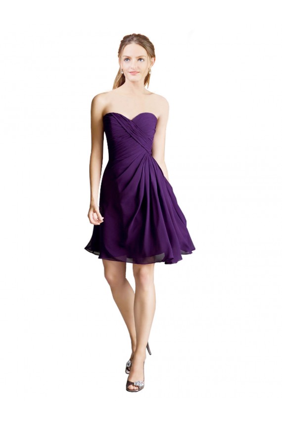 Purple A-Line Strapless Knee Length Bridesmaid Dress Hobart