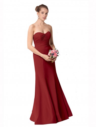 Burgundy Mermaid Sweetheart Long Bridesmaid Dress Hobart