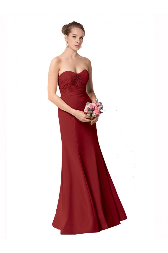 Burgundy Mermaid Sweetheart Long Bridesmaid Dress Hobart