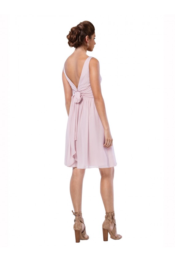 Dark Navy A-Line V-Neck Knee Length Bridesmaid Dress Hobart