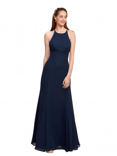 Dark Navy Mermaid High Neck Long Prom Dress / Bridesmaid Dress Hobart