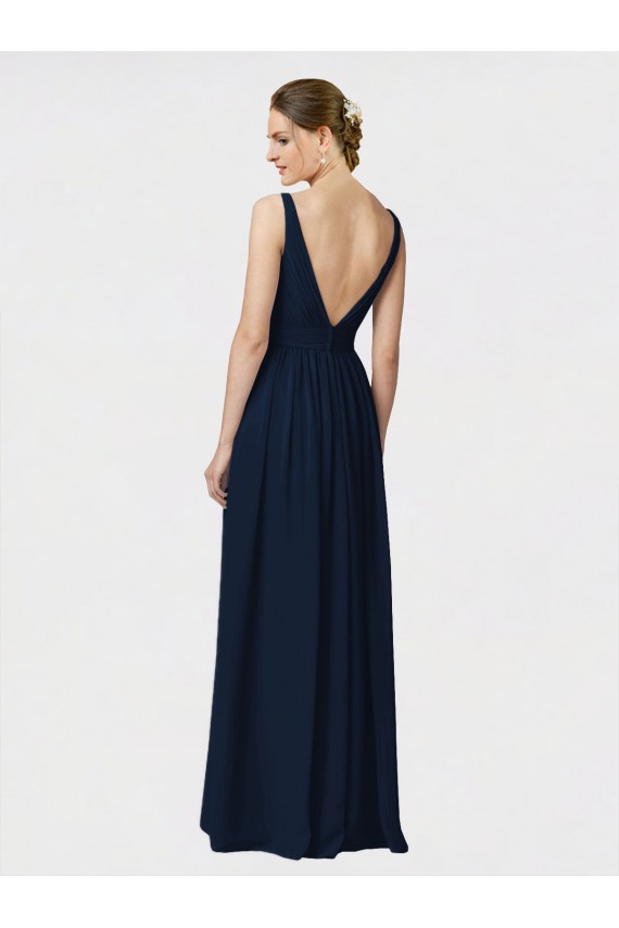 Dark Navy A-Line V-Neck Long Bridesmaid Dresses / Formal Dresses Hobart