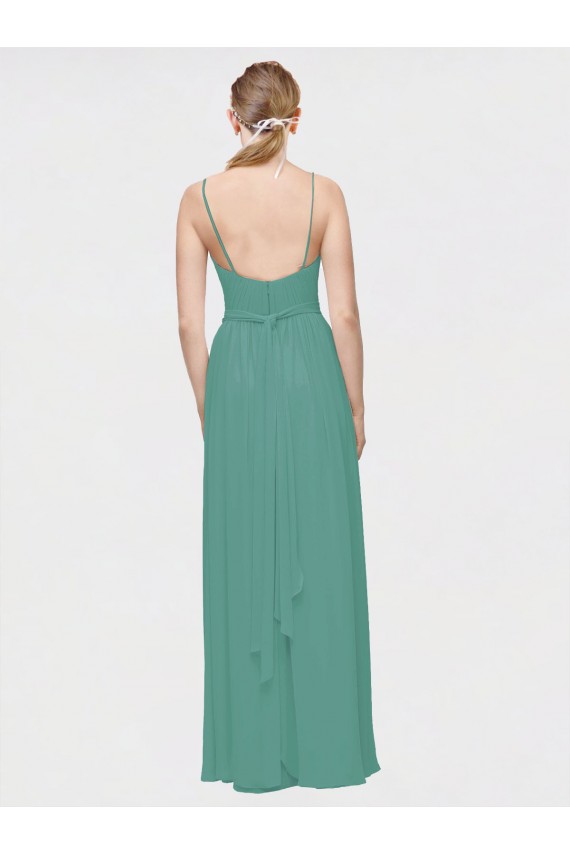 Icelandic Silver A-Line V-Neck Long Bridesmaid Dress / Evening Dress Hobart