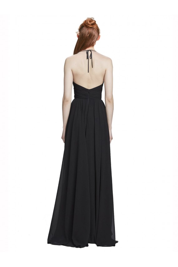 Dark Navy A-Line V-Neck Sleeveless Long Formal Dress / Bridesmaid Dress Hobart