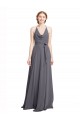Slate Grey A-Line Halter Neck Long Bridesmaid Dress Hobart