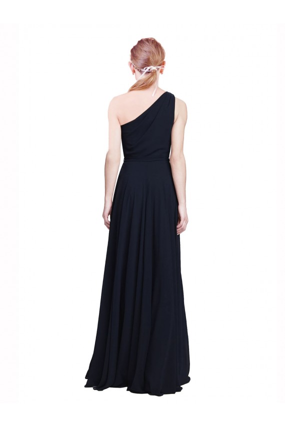 Dark Navy A-Line One Shoulder Long Bridesmaid Dress / Evening Dress Hobart