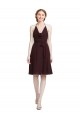 Burgundy Gold A-Line Halter Neck Knee Length Bridesmaid Dress Hobart
