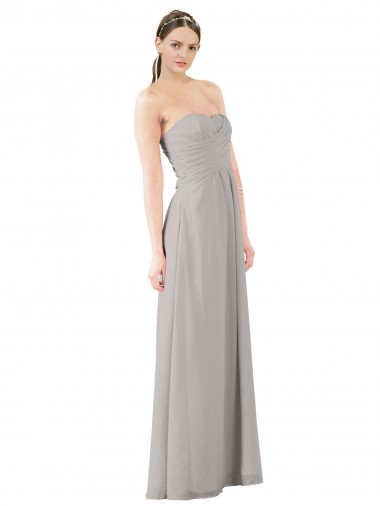 Oyster Silver A-Line Strapless Long Bridesmaid Dress Hobart