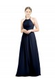 Open Back Dark Navy A-Line High Neck Long Evening Gowns / Bridesmaid Dress Hobart