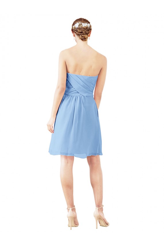 Open Back Periwinkle A-Line Strapless Knee Length Bridesmaid Dress Hobart