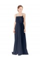 Open Back Dark Navy A-Line Spaghetti straps Long Bridesmaid Dress / Evening Gowns Hobart