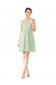 Sage A-Line V-Neck Knee Length Bridesmaid Dress Hobart