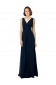 V-Back Dark Navy A-Line V-Neck Long Bridal Party Dress Hobart