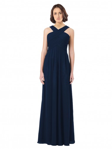 V-Back Dark Navy A-Line Sweetheart Long Floor Length Bridesmaid Dress Hobart