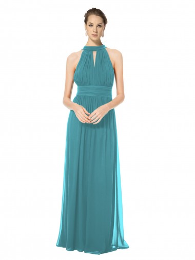 Keyhole Back Hunter A-Line Halter Neck Long Bridesmaid Dress Hobart
