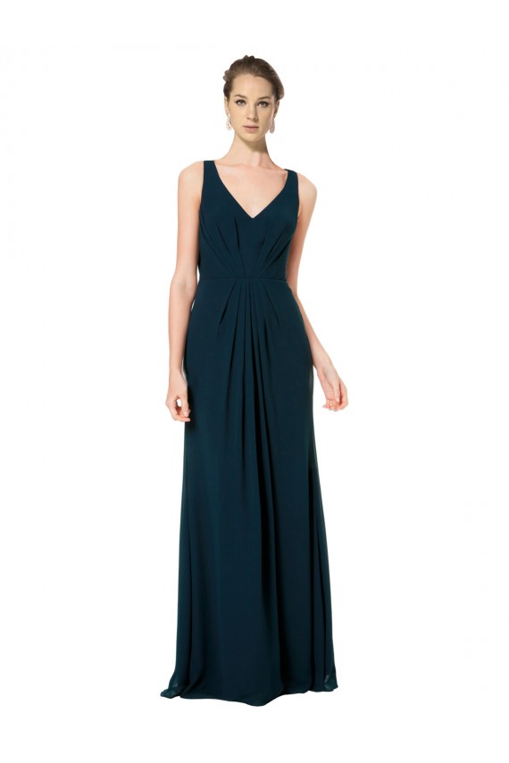 Midnight Green A-Line V-Neck Long Bridesmaid Dress Hobart