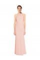 Pink A-Line Halter Neck Long Bridesmaid Dress Hobart