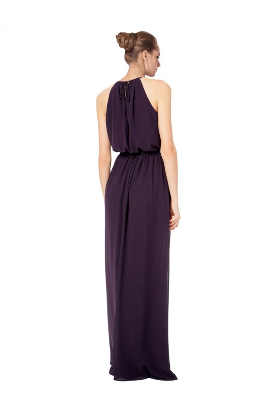 Pink A-Line Halter Neck Long Bridesmaid Dress Hobart