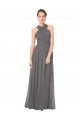 Keyhole Back Stormy Silver A-Line Halter Neck Long Bridesmaid Dress Hobart