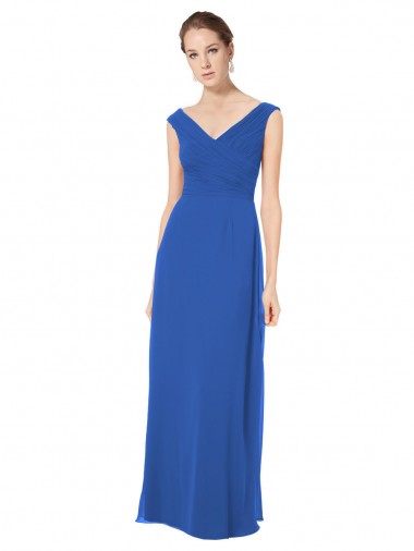 V-Back Royal Blue A-Line V-Neck Long Bridesmaid Dresses Hobart