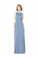 Keyhole Back Dusty Blue A-Line Bateau Neck Long Bridesmaid Dress Hobart