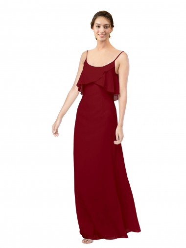 V-Back Burgundy Sheath Scoop Neck Long Bridesmaid Dress Hobart