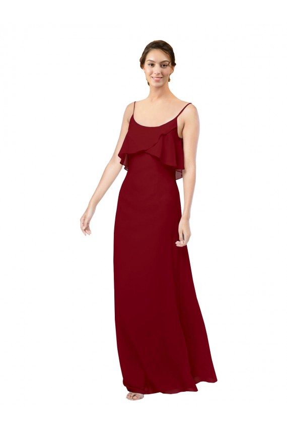 V-Back Burgundy Sheath Scoop Neck Long Bridesmaid Dress Hobart