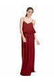 Open Back Burgundy A-Line Spaghetti Straps Long Bridesmaid Dress Hobart