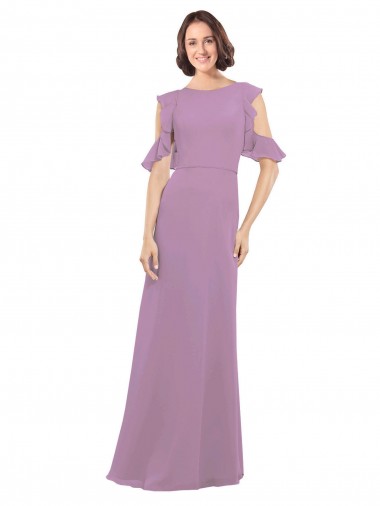 Open Back Dark Lavender A-Line High Neck Long Bridesmaid Dresses Hobart
