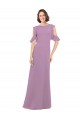 Open Back Dark Lavender A-Line High Neck Long Bridesmaid Dresses Hobart