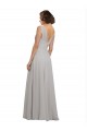 V-Back Oyster Silver A-Line V-Neck Long Bridesmaid Dress Hobart