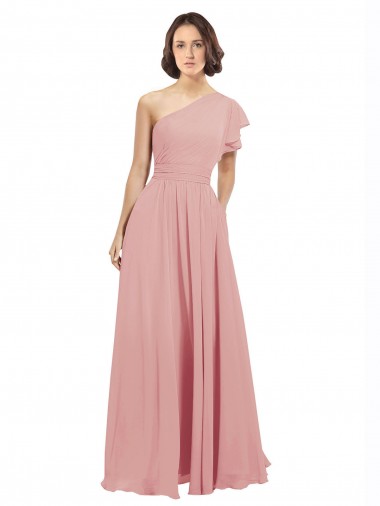 Bliss Pink A-Line One Shoulder Long Bridesmaid Dress / Evening Dress Hobart