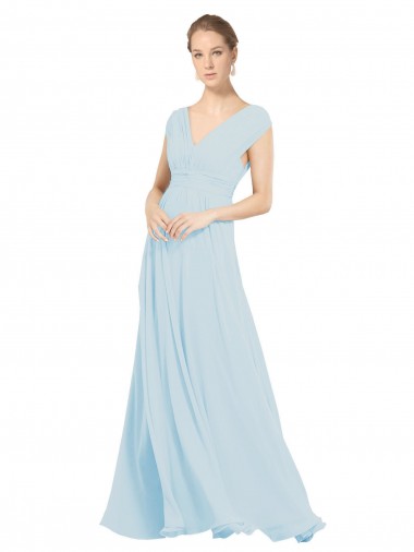 Sea Glass A-Line V-Neck Long Bridesmaid Dress Hobart