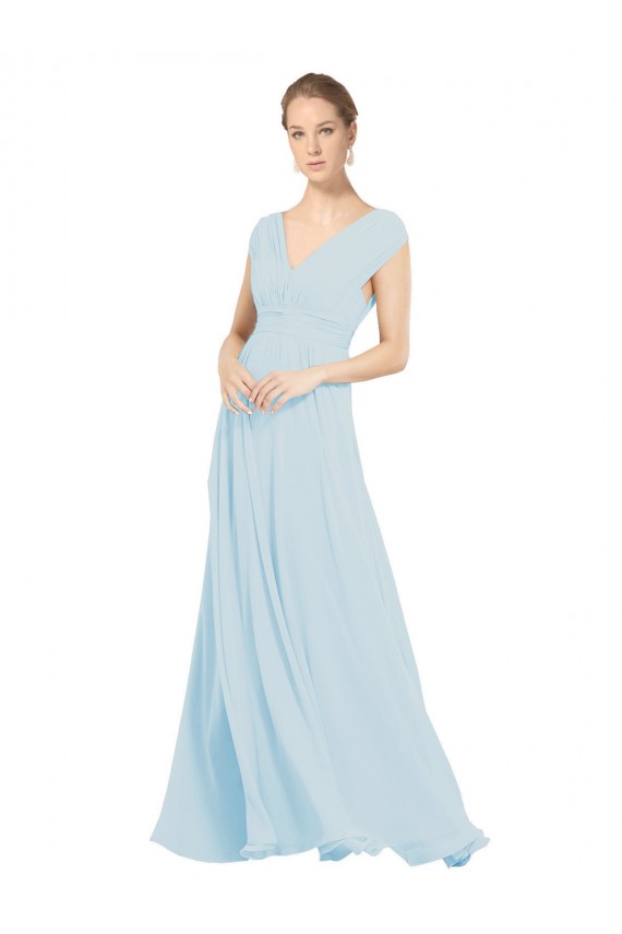 Sea Glass A-Line V-Neck Long Bridesmaid Dress Hobart