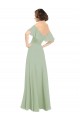 Smoke Green A-Line Off the Shoulder Long Bridesmaid Dress Hobart