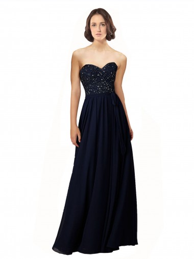 Dark Navy Sheath Sweetheart Long Bridesmaid Dress / Formal Dress Hobart