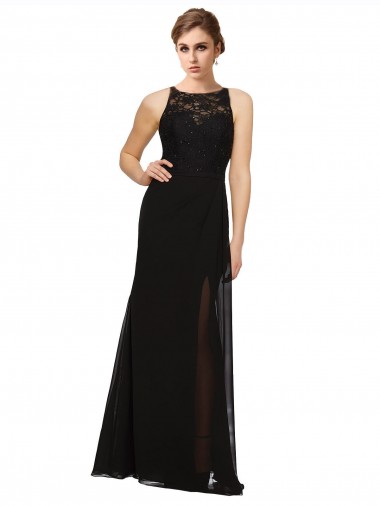 Black Sheath High Neck Long Bridesmaid Dress Hobart