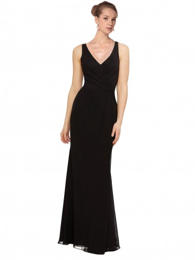 Black Sheath V-Neck Long Bridesmaid Gown Hobart