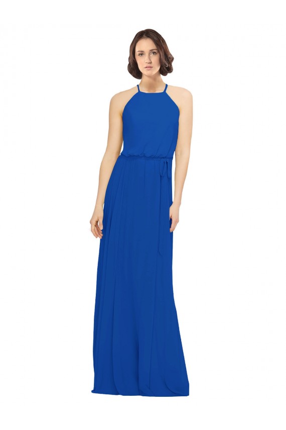 Royal Blue A-Line Jewel Neck Long Bridal Party Dress Hobart