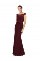Burgundy Gold Sheath Bateau Neck Long Bridesmaid Dress Hobart