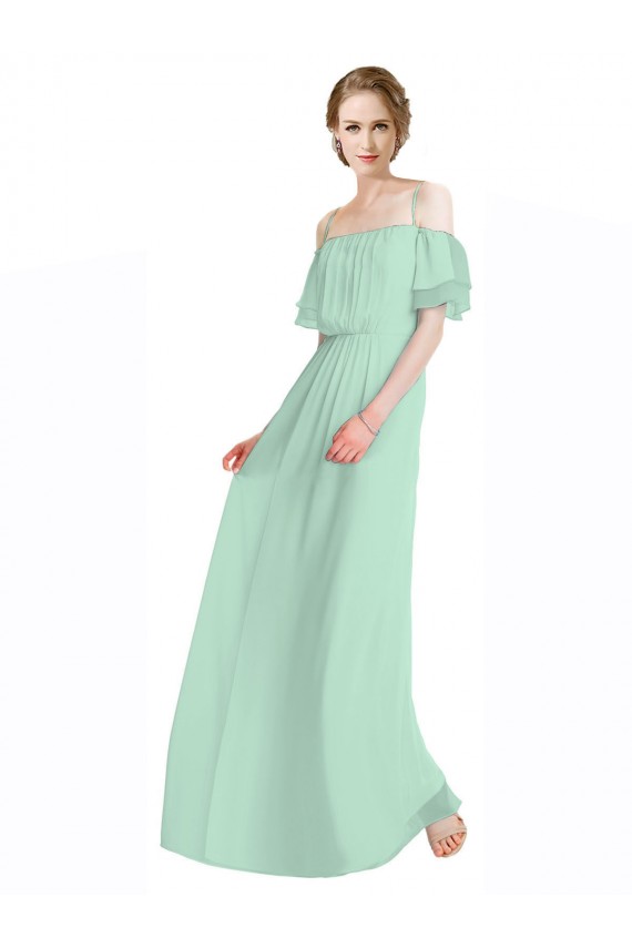 Mint Green A-Line Spaghetti Straps Long Bridesmaid Dress Hobart