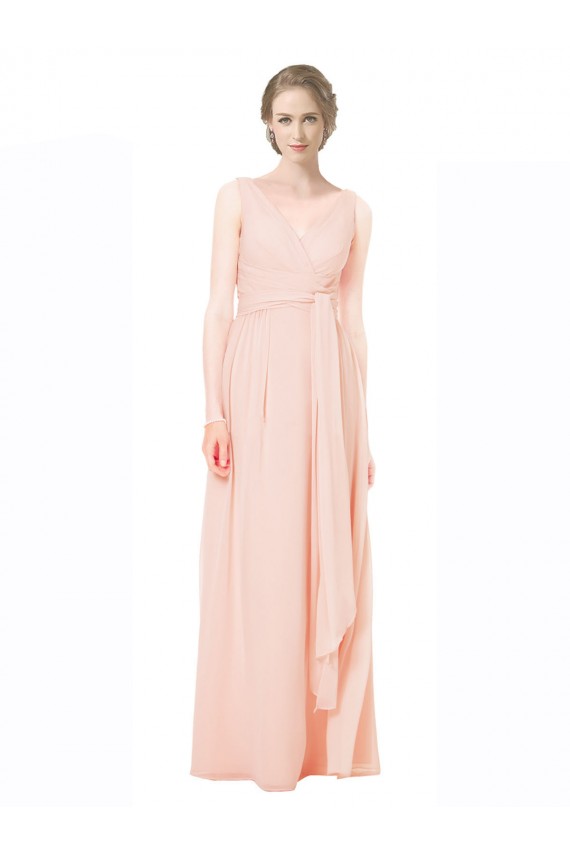 V-Back A-Line V-Neck Long Wedding Party Dress Hobart