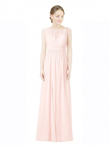 V-Back A-Line Jewel Long Bridesmaid Dress Hobart