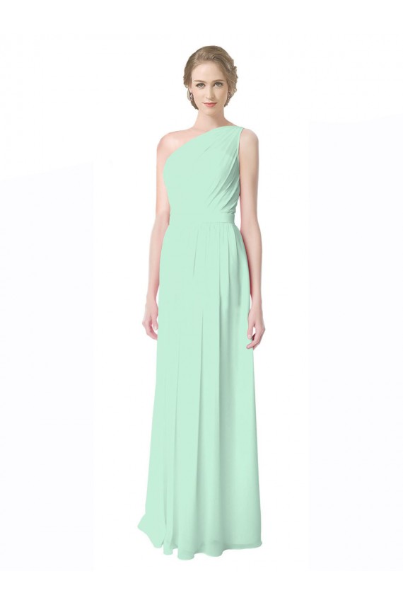 Mint Green A-Line One Shoulder Long Bridesmaid Dress Hobart