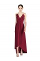 Open Back Burgundy A-Line V-Neck Long High Low Bridesmaid Dress Hobart