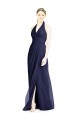 Open Back Dark Navy A-Line V-Neck Long Formal Dress / Bridesmaid Dress Hobart