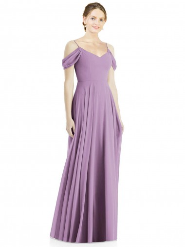 Low Back Dark Lavender A-Line Spaghetti Straps Long Semi Formal Evening Dress / Bridesmaid Dress Hobart