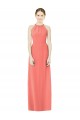 Keyhole Back Coral A-Line Halter Neck Long Bridesmaid Dress Hobart
