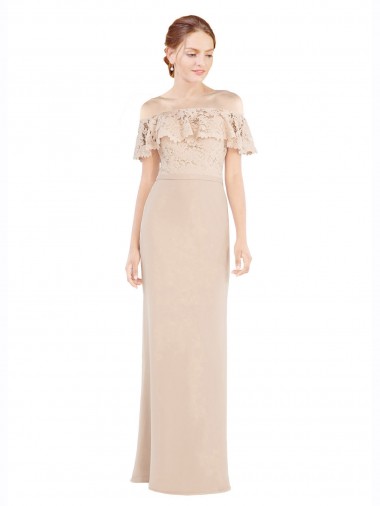 Champagne A-Line Off the Shoulder Long Prom Dress / Bridesmaid Dress Hobart