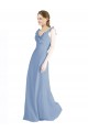 Open Back Dusty Blue A-Line V-Neck Long Floor Length Bridesmaid Dress Hobart